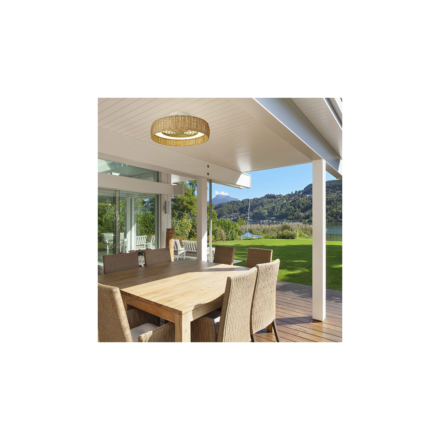 Ventilateur plafond rotin KILIMANJARO MINI Mantra iluminacion