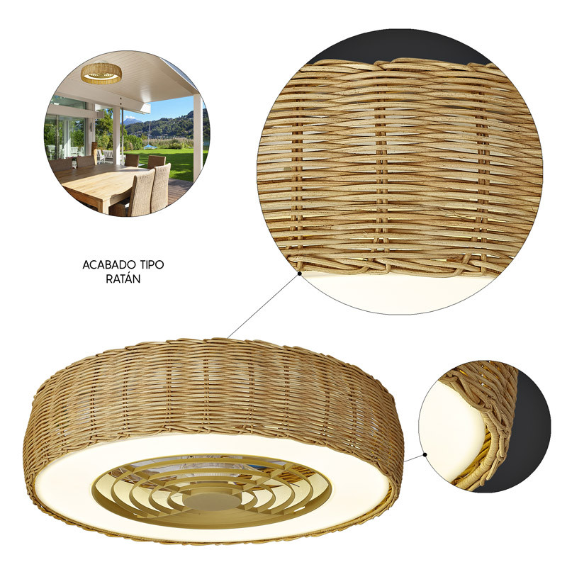 Ventilateur plafond rotin KILIMANJARO MINI Mantra iluminacion