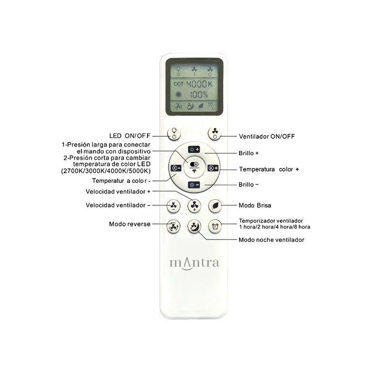 Ventilateur silencieux plafond ROSE, 3 coloris Mantra Iluminacion