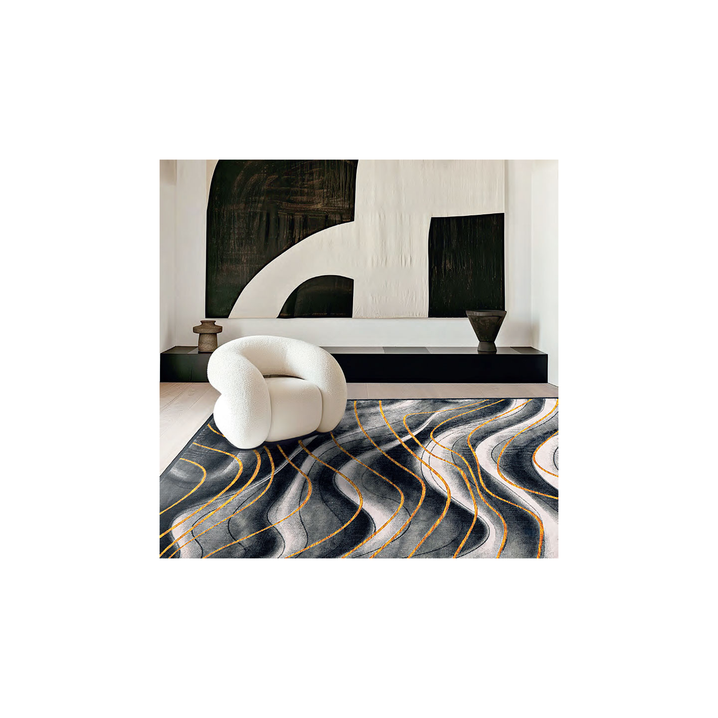 Tapis rectangulaire salon GABRIELLE 410X, 2 tailles Sitap Carpet Couture Italia