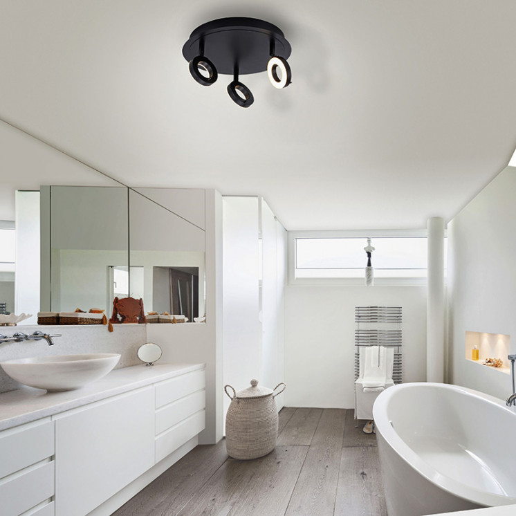 Plafonnier 3 spots orientables SILEDA noir Paul Neuhaus
