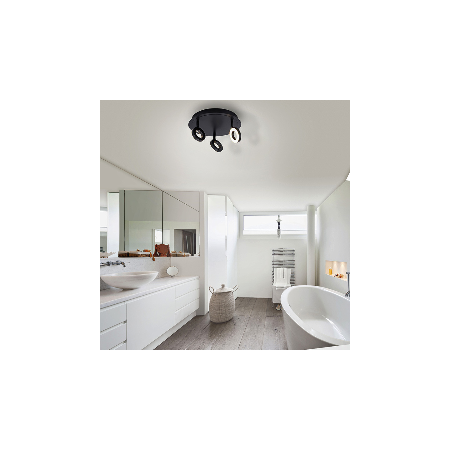 Plafonnier 3 spots orientables SILEDA noir Paul Neuhaus