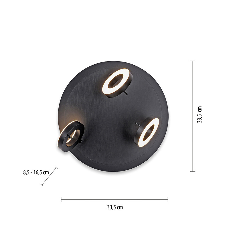 Plafonnier 3 spots orientables SILEDA noir Paul Neuhaus