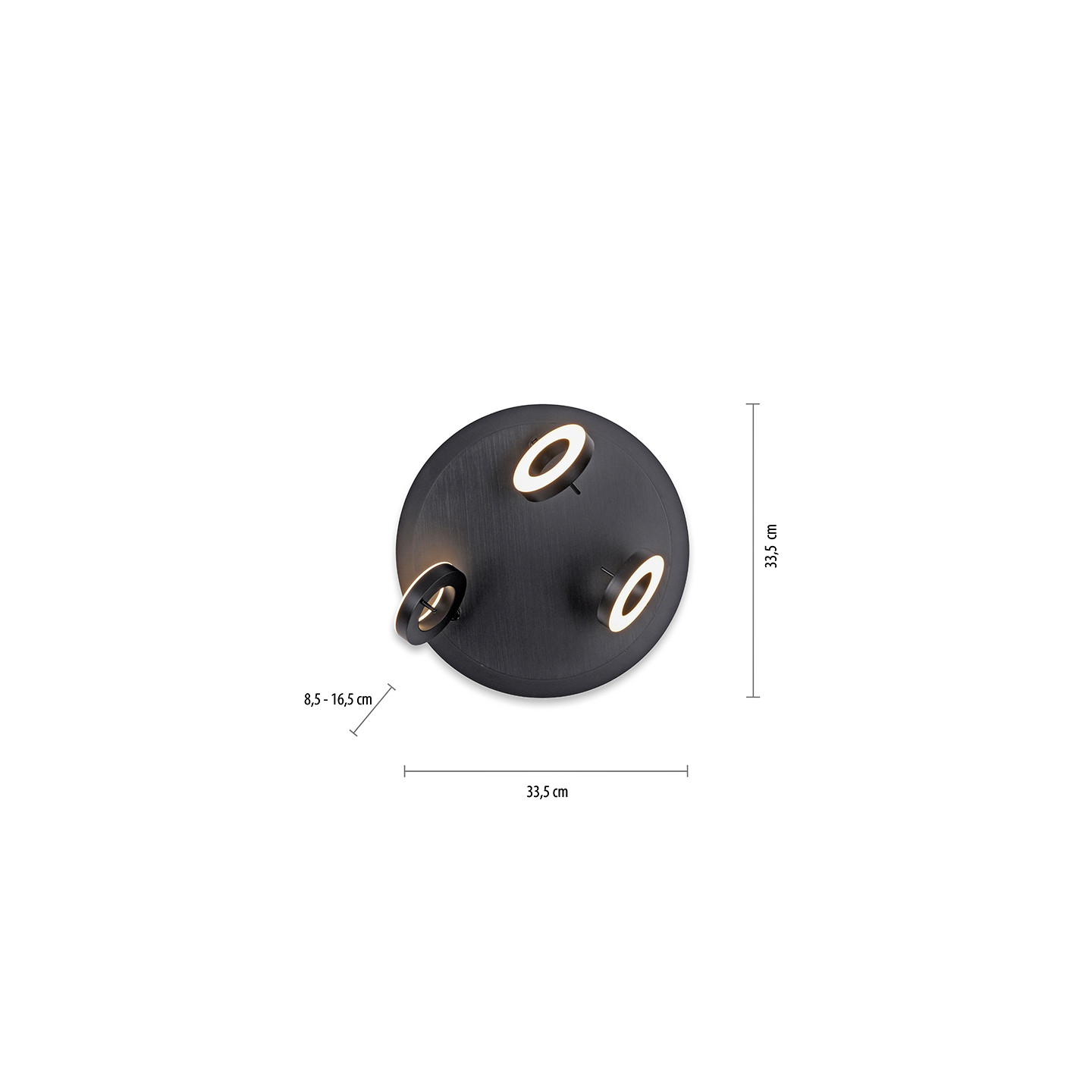 Plafonnier 3 spots orientables SILEDA noir Paul Neuhaus