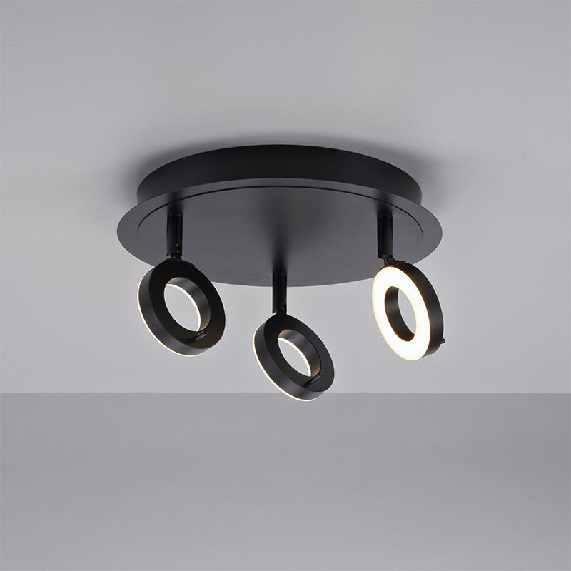Plafonnier 3 spots orientables SILEDA noir Paul Neuhaus