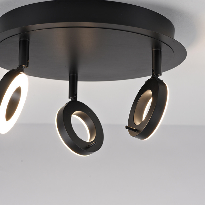 Plafonnier 3 spots orientables SILEDA noir Paul Neuhaus