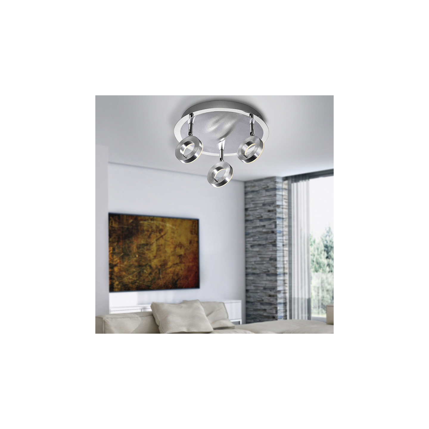 Plafonnier 3 spots orientables SILEDA aluminium brossé Paul Neuhaus