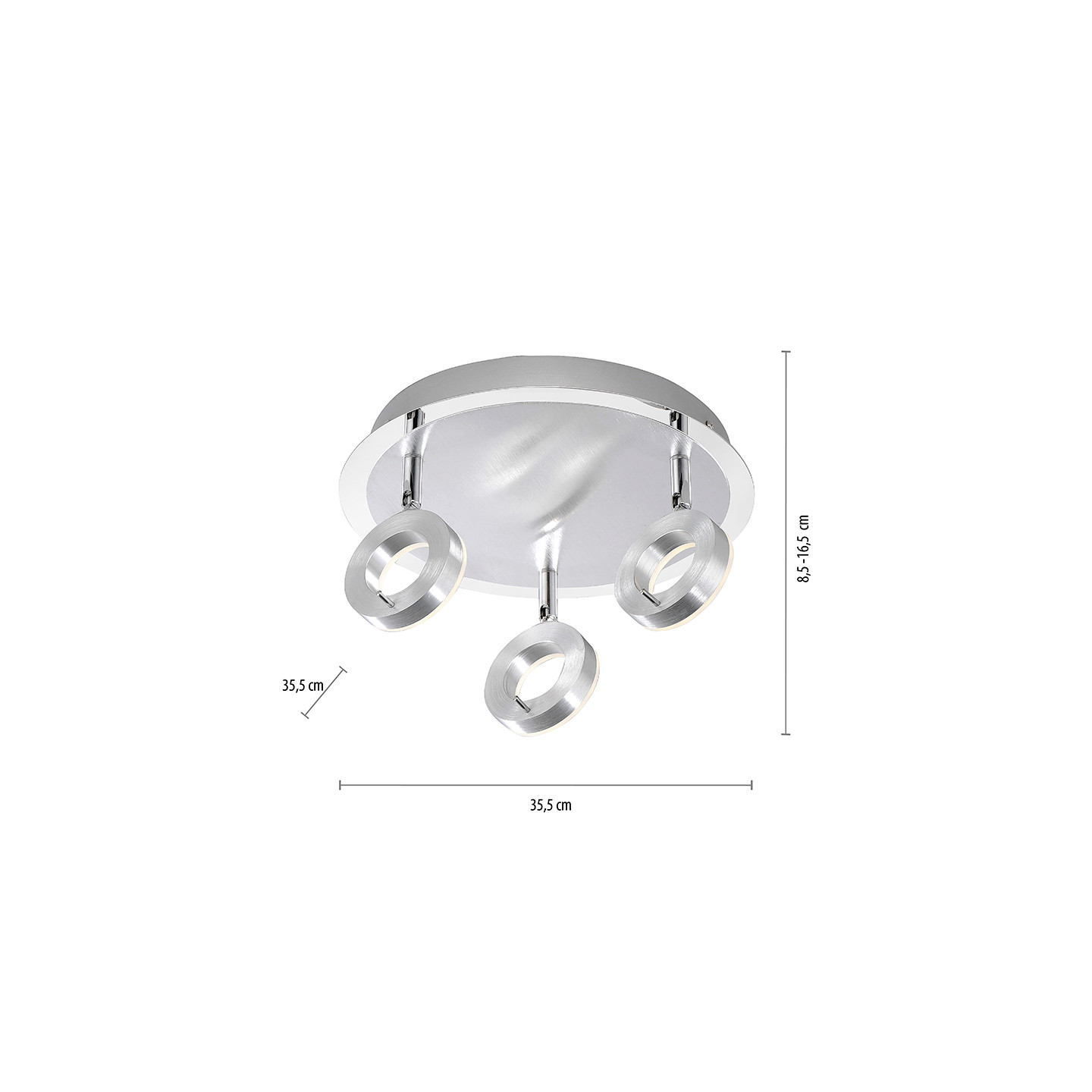 Plafonnier 3 spots orientables SILEDA aluminium brossé Paul Neuhaus