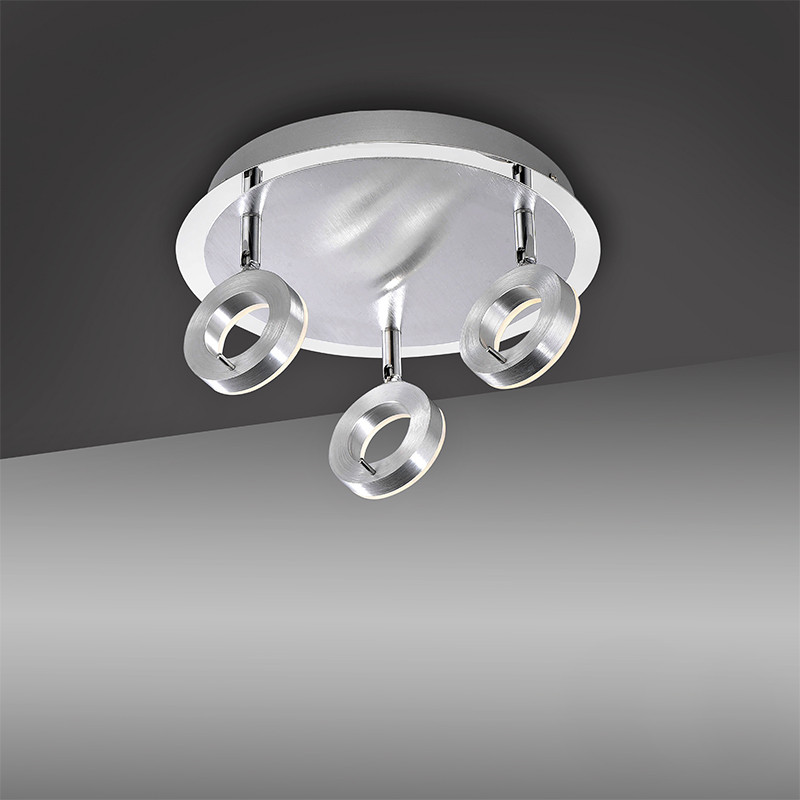 Plafonnier 3 spots orientables SILEDA aluminium brossé Paul Neuhaus