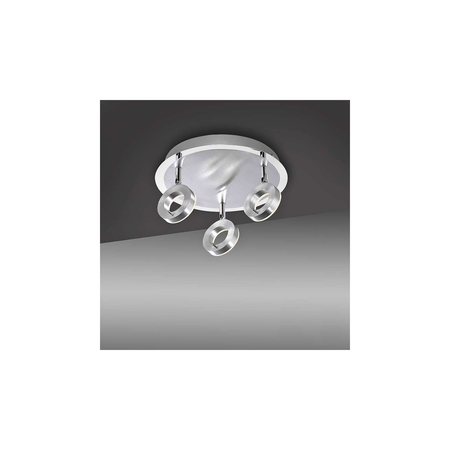 Plafonnier 3 spots orientables SILEDA aluminium brossé Paul Neuhaus