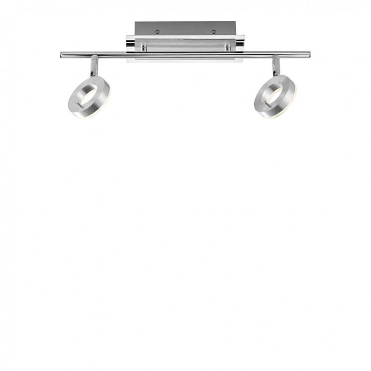 Plafonnier spots orientables SILEDA 2 lumières, aluminium brossé Paul Neuhaus