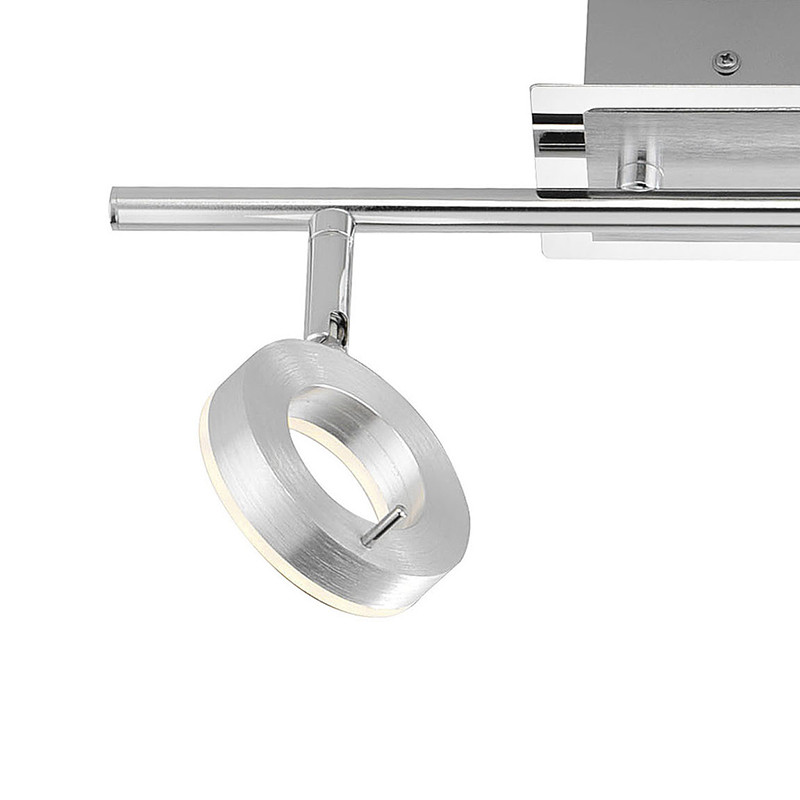 Plafonnier spots orientables SILEDA 2 lumières, aluminium brossé Paul Neuhaus