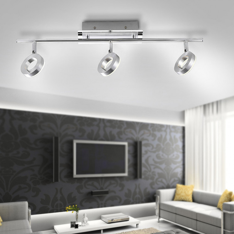 Plafonnier spots orientables SILEDA 2 lumières, aluminium brossé Paul Neuhaus
