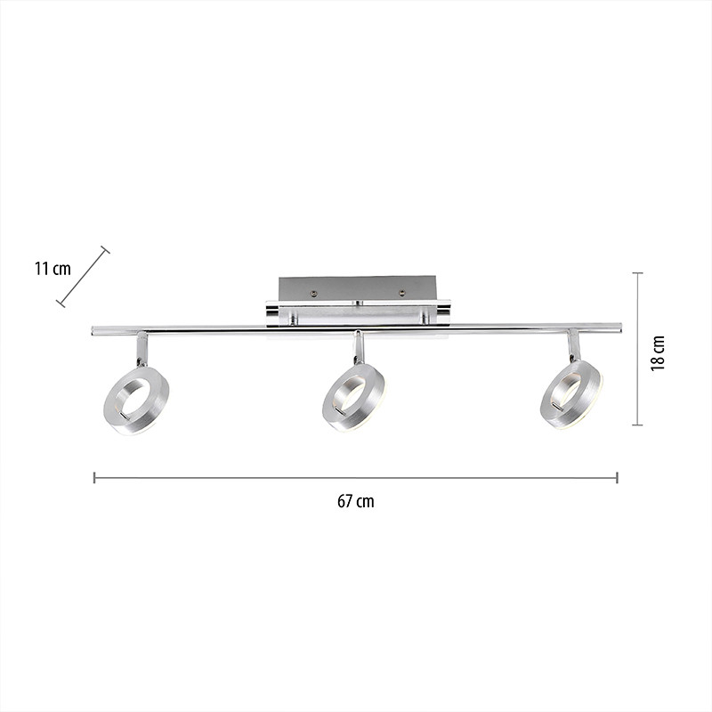 Plafonnier spots orientables SILEDA 2 lumières, aluminium brossé Paul Neuhaus