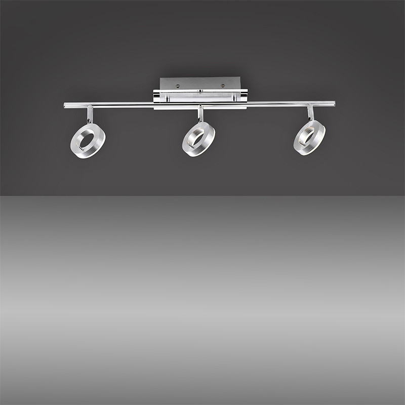 Plafonnier spots orientables SILEDA 2 lumières, aluminium brossé Paul Neuhaus
