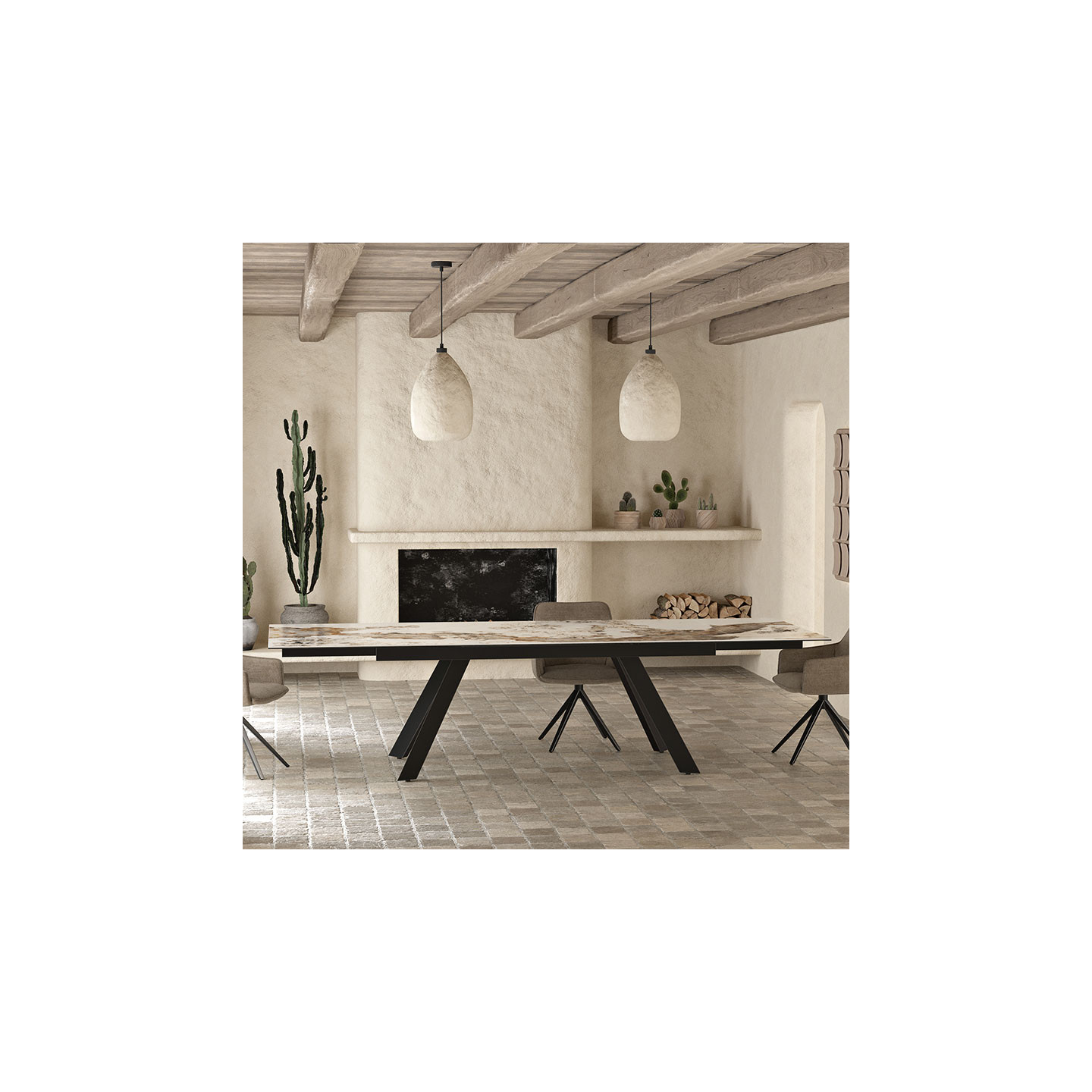 Table extensible 14 personnes GRANDE ONTARIO, 4 finitions Akante