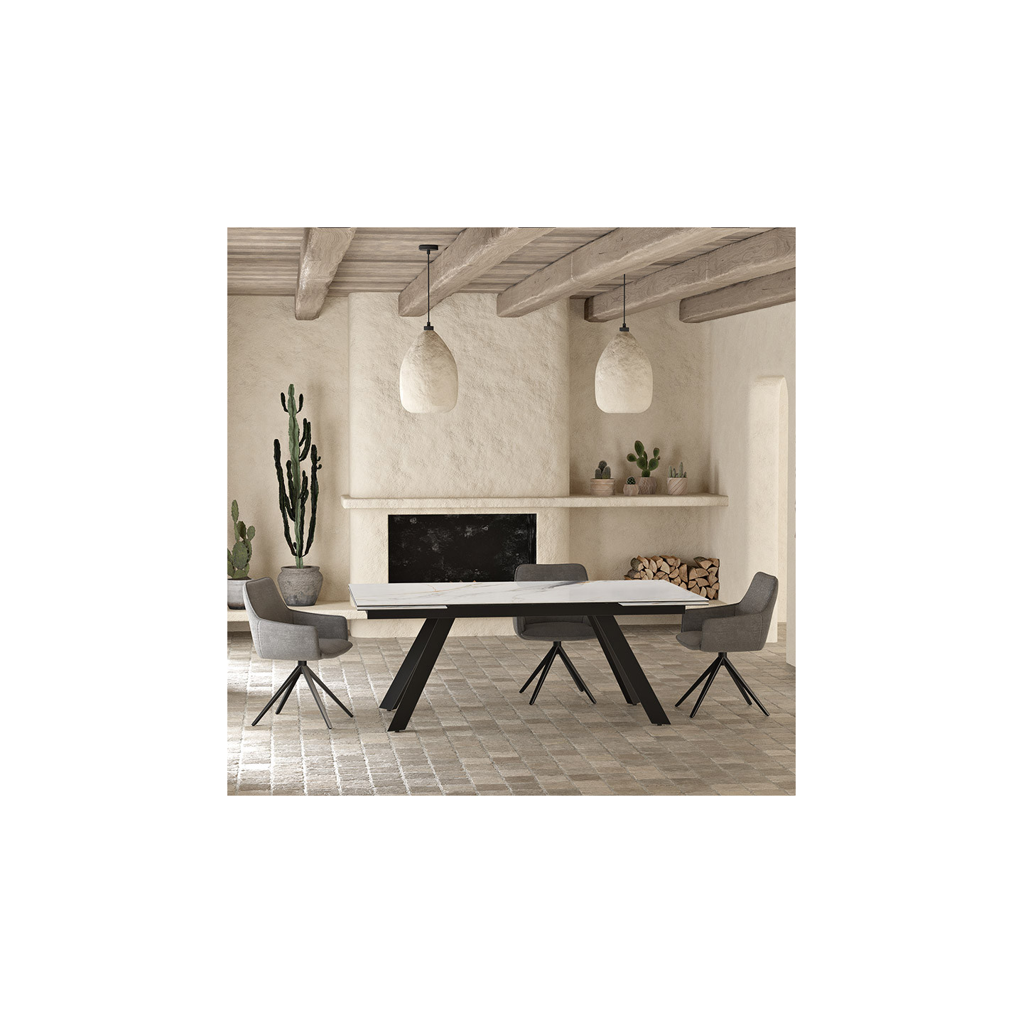 Table extensible 14 personnes GRANDE ONTARIO, 4 finitions Akante