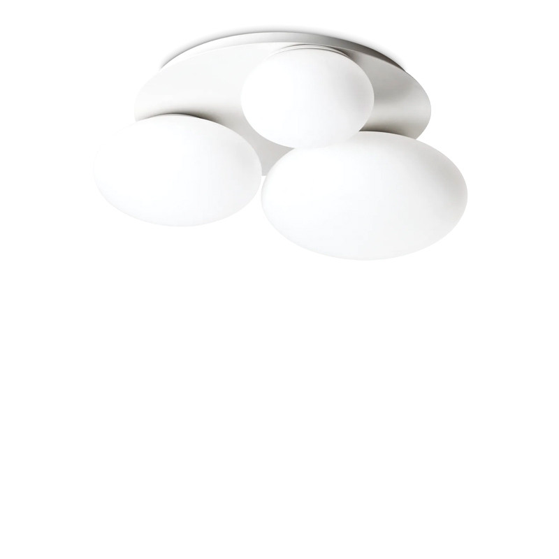 Plafonnier design moderne NINFEA, blanc ou laiton, 2 ou 3 lampes Ideal Lux