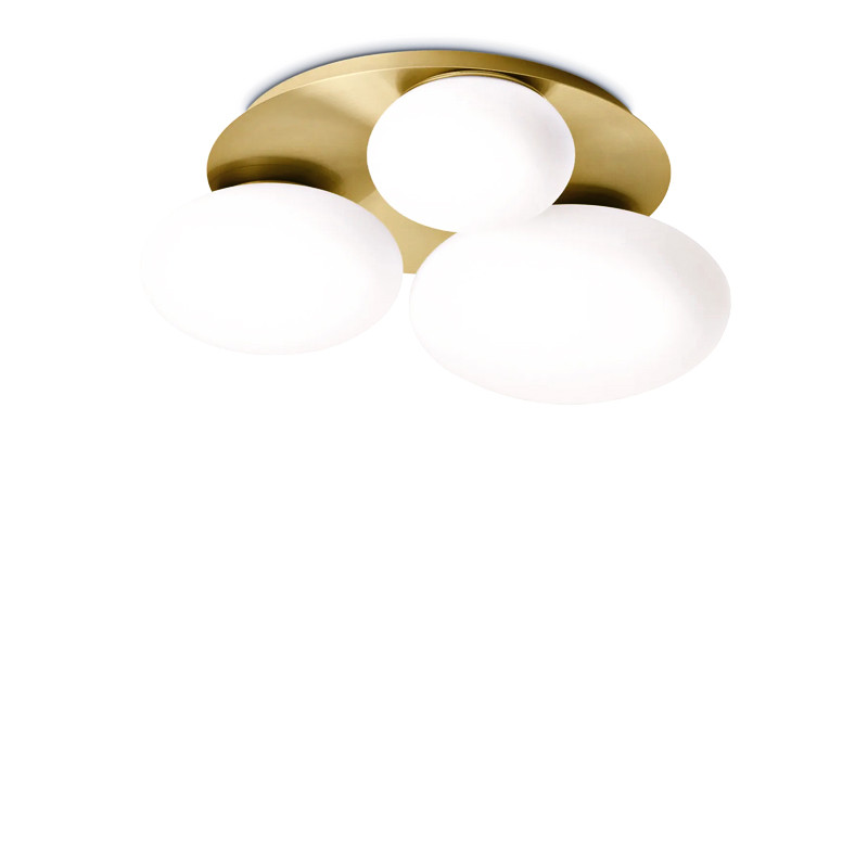 Plafonnier design moderne NINFEA, blanc ou laiton, 2 ou 3 lampes Ideal Lux