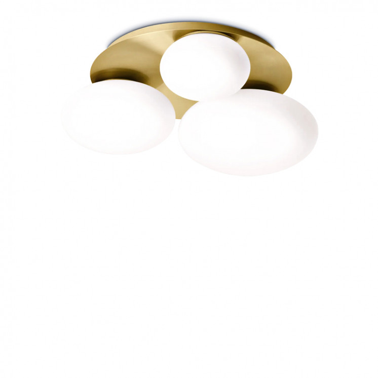 Plafonnier design moderne NINFEA, blanc ou laiton, 2 ou 3 lampes Ideal Lux