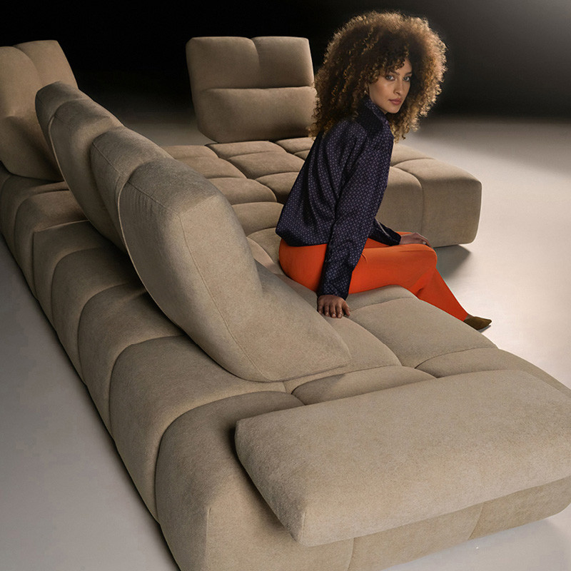 Canapé modulable design SOMMIER, tissu Riccio 524 Sabbia Calia Italia
