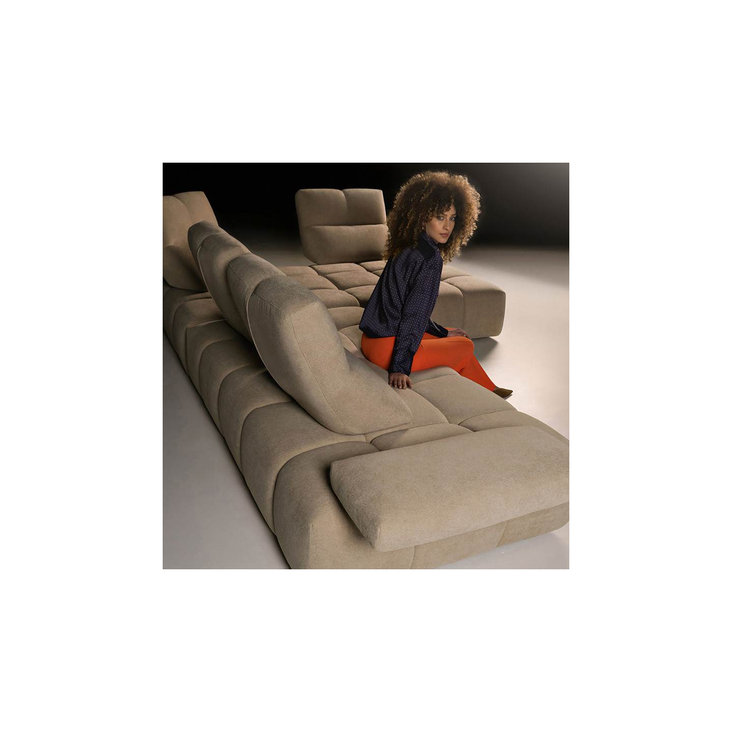 Canapé modulable design SOMMIER, tissu Riccio 524 Sabbia Calia Italia