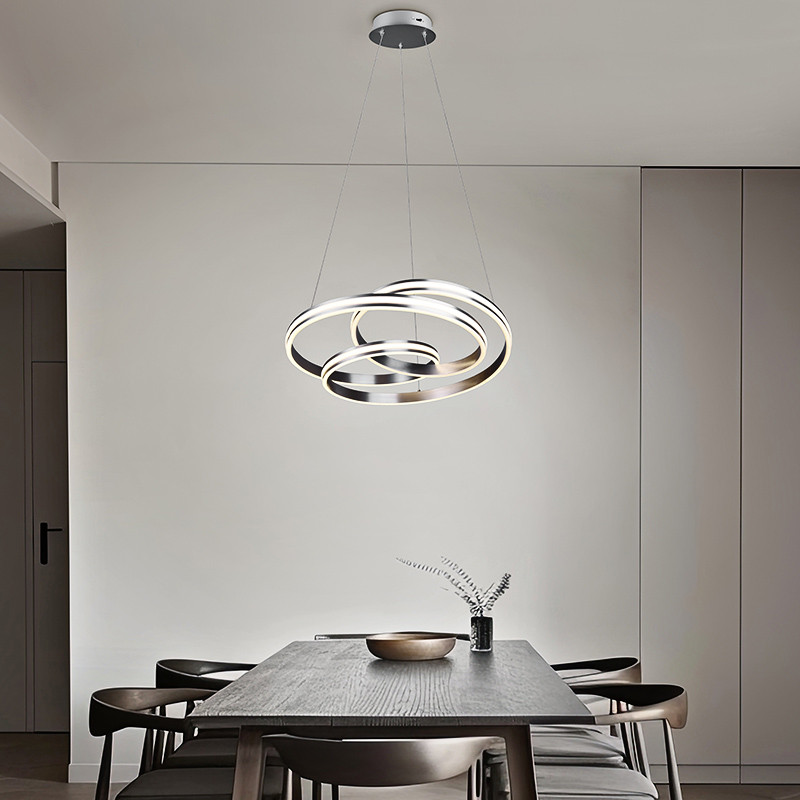 Suspension salle à manger design NURIA, nickel ou noir mat Trio Lighting