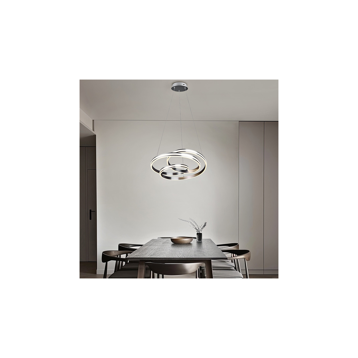 Suspension salle à manger design NURIA, nickel ou noir mat Trio Lighting