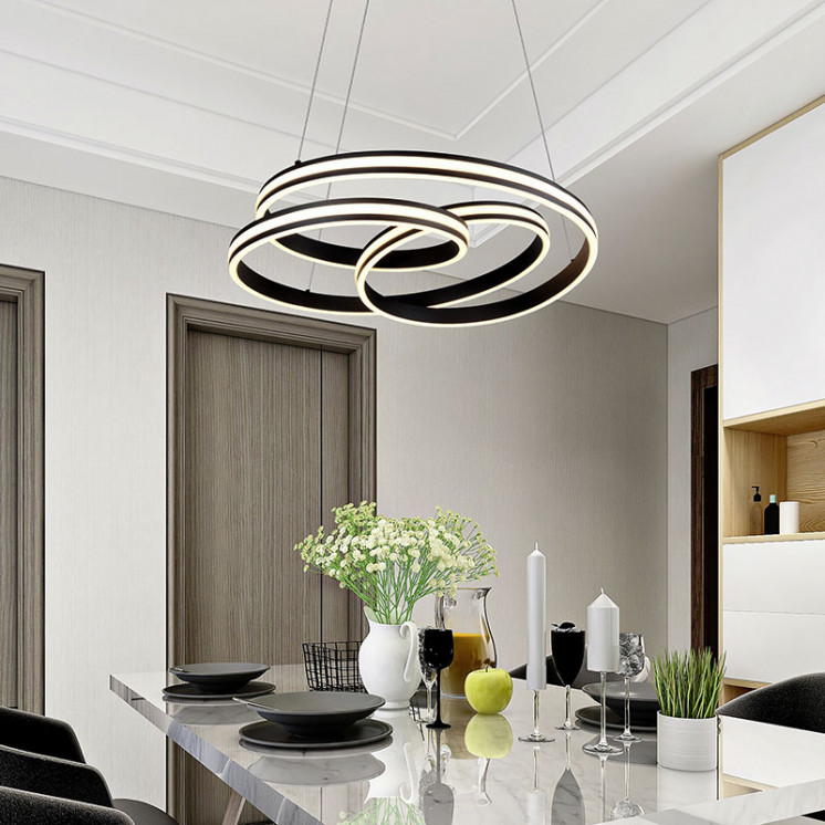 Suspension salle à manger design NURIA, nickel ou noir mat Trio Lighting