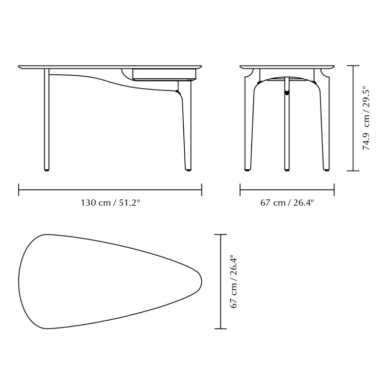 Bureau style scandinave DUENDE, 3 finitions Umage