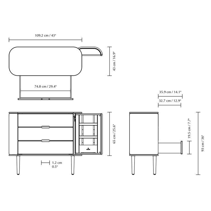 Commode style scandinave TREASURES CHENE, 5 finitions Umage