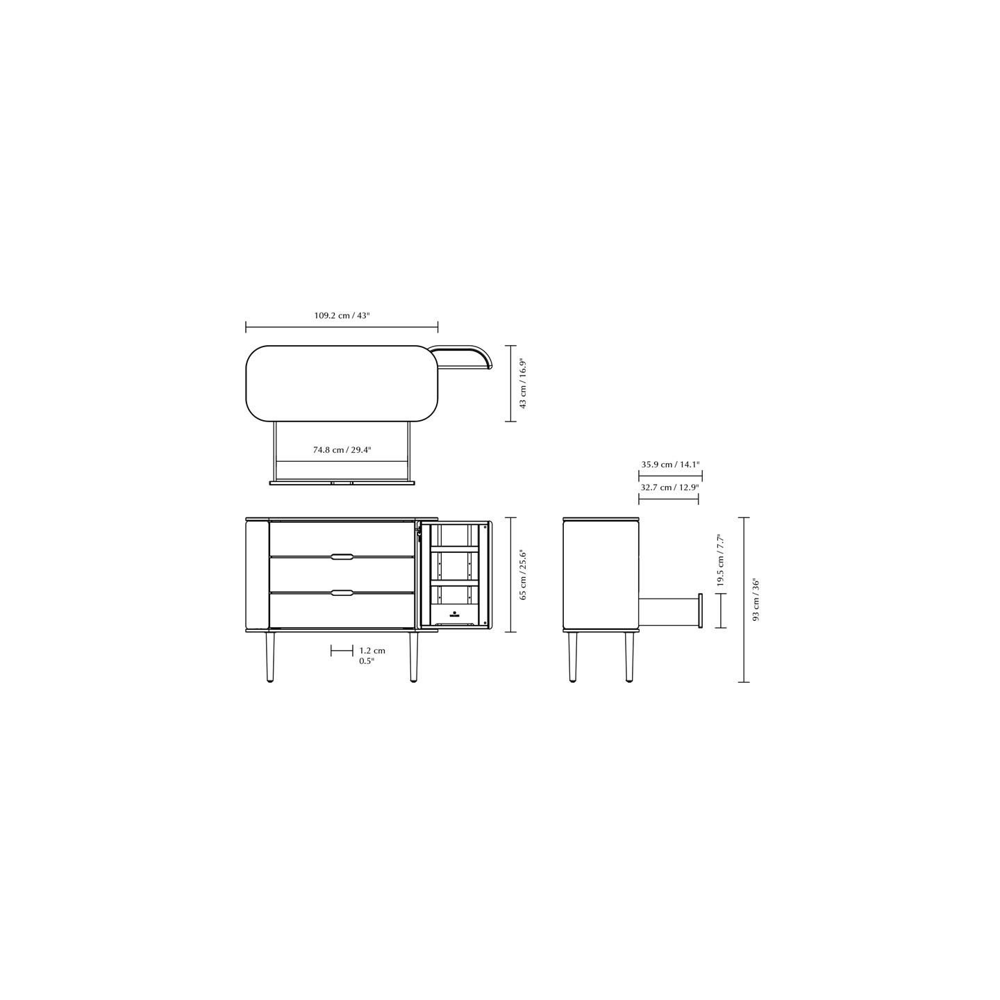 Commode style scandinave TREASURES CHENE, 5 finitions Umage