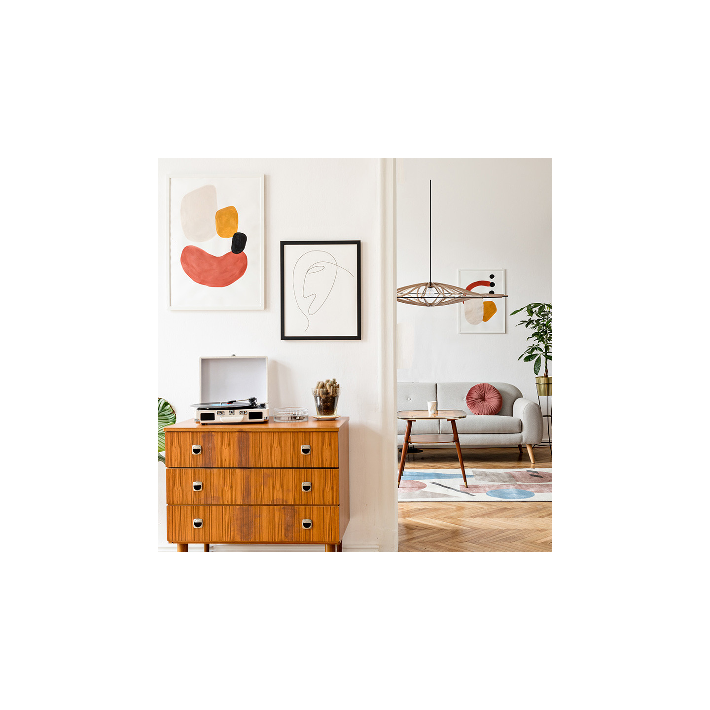 Suspension bois scandinave TWIST BRUT, 3 diamètres Rif Luminaires