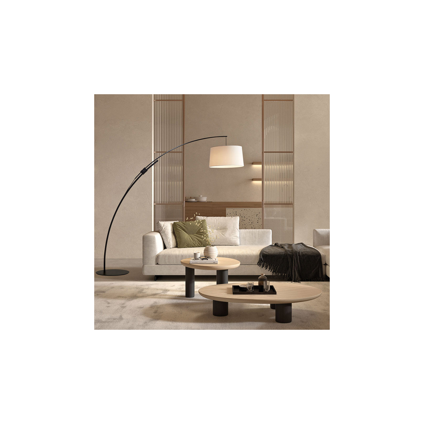 Lampadaire arc CIRCULAR, noir ou blanc Mdc Lighting