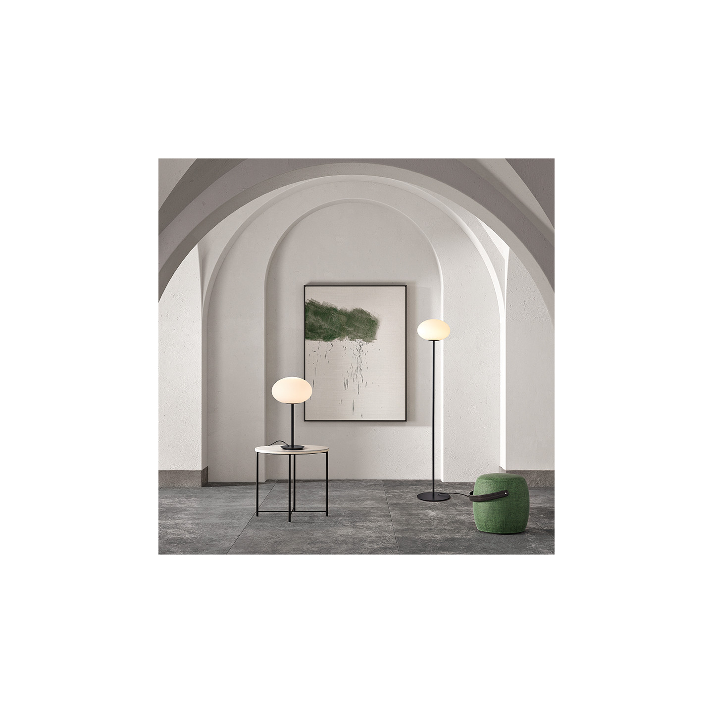 Lampadaire boule en verre PRESS, 2 finitions Mdc Lighting