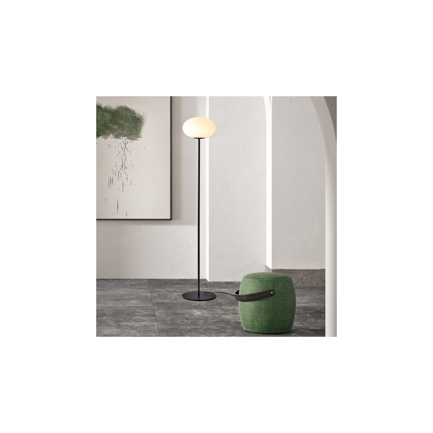 Lampadaire boule en verre PRESS, 2 finitions Mdc Lighting