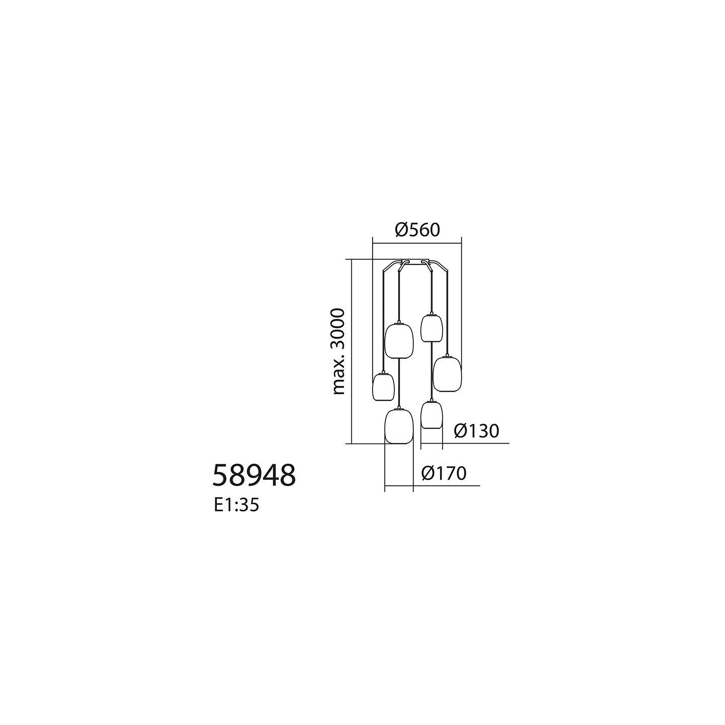 Lustre cascade JAP, 2 tailles Mdc Lighting