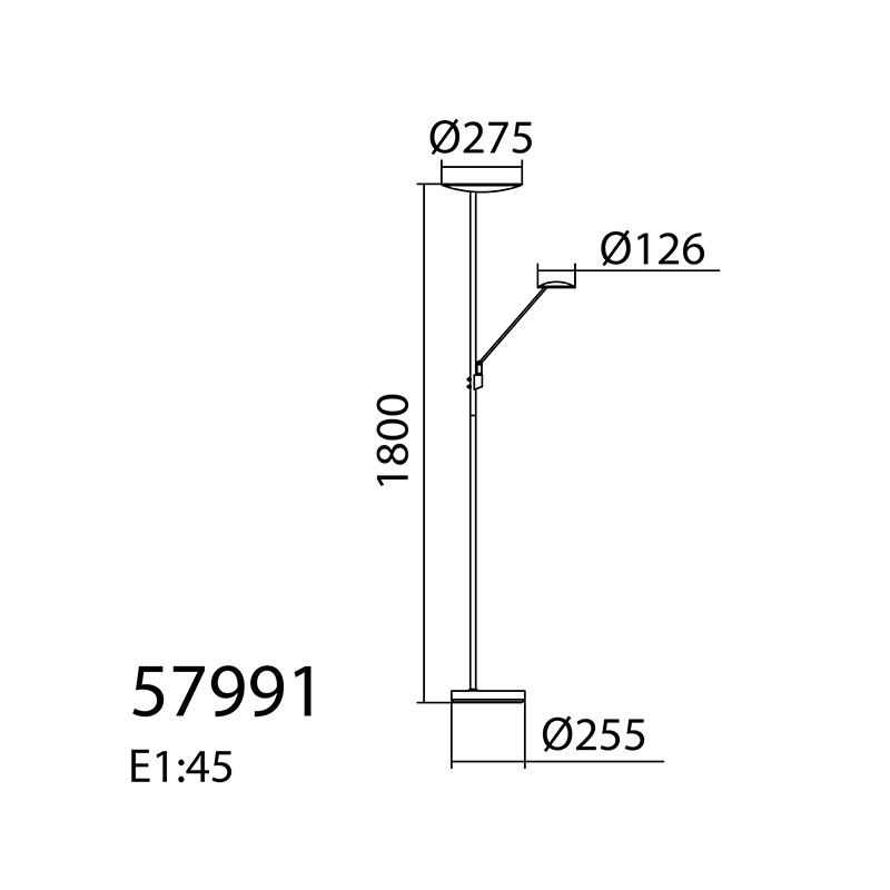 Lampadaire à led DAPHNE avec ou sans liseuse, 4 coloris Mdc Lighting