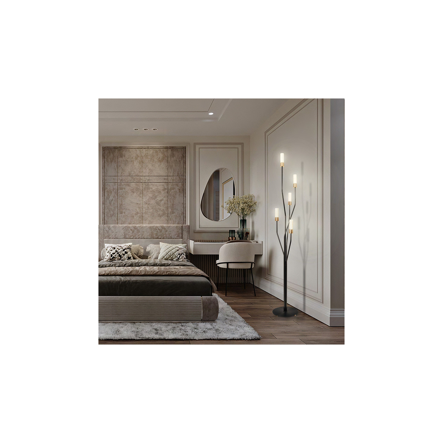 Lampadaire contemporain TESS avec verres TU10O ou TU12C, 3 finitions Cvl Manufacture