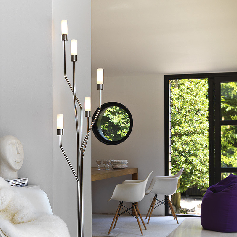 Lampadaire contemporain TESS avec verres TU10O ou TU12C, 3 finitions Cvl Manufacture