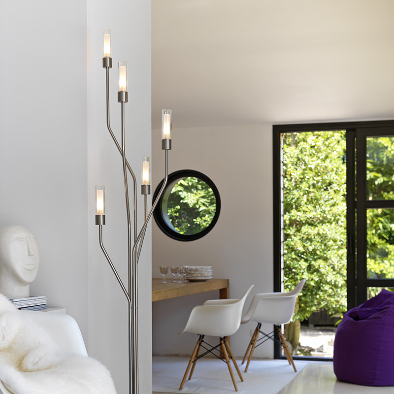Lampadaire contemporain TESS avec verres TU10O ou TU12C, 3 finitions Cvl Manufacture