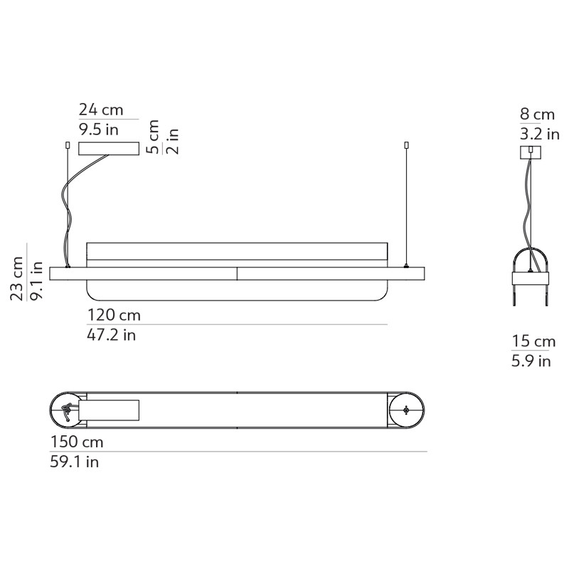 Luminaire suspension design NAMI laiton ou noir Kdln