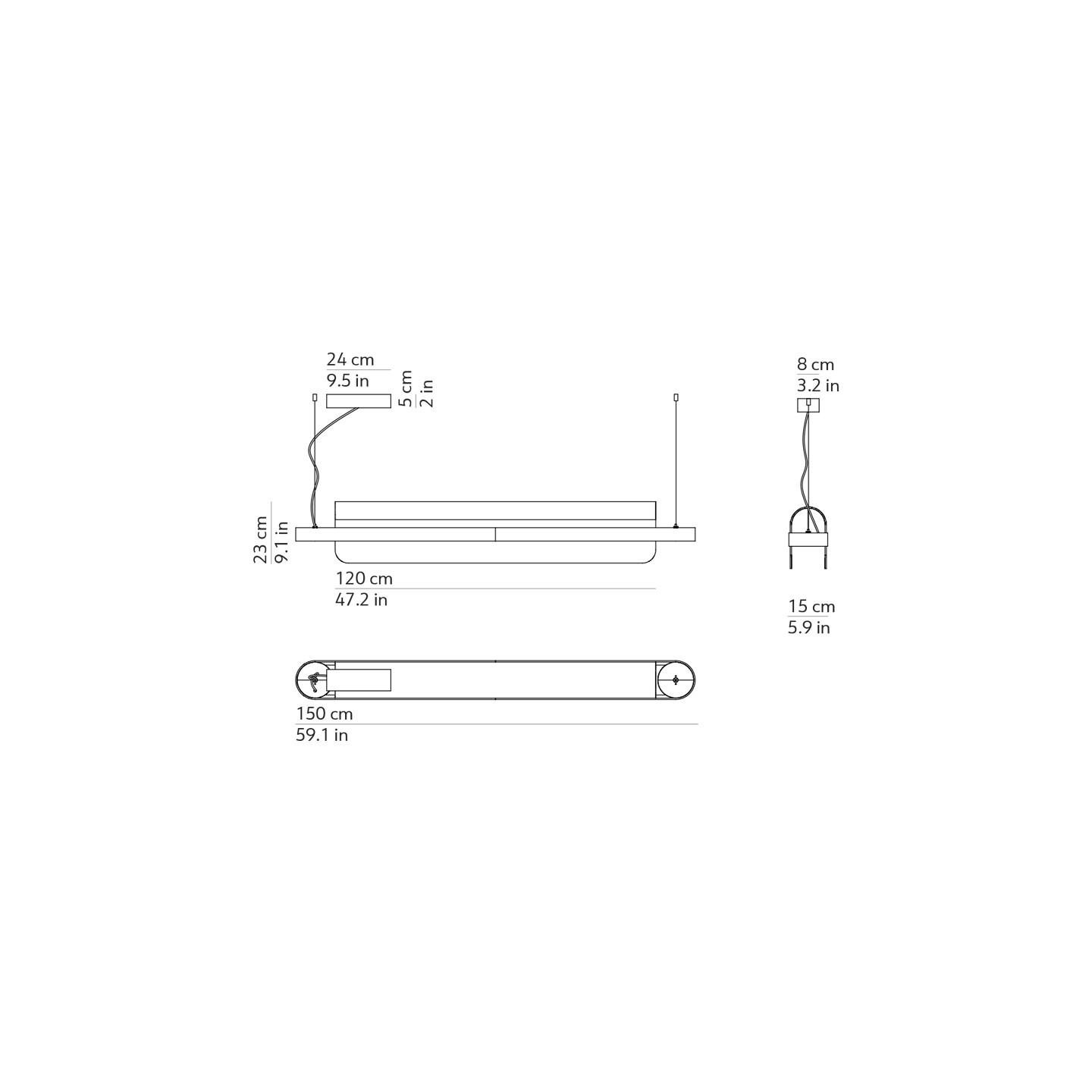 Luminaire suspension design NAMI laiton ou noir Kdln