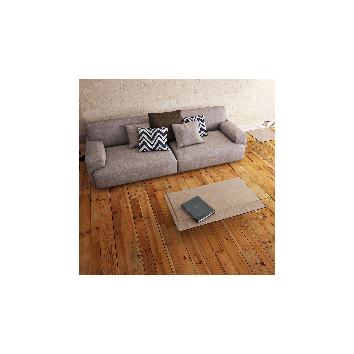Table de salon en verre design ATENA, 7 finitions Akante