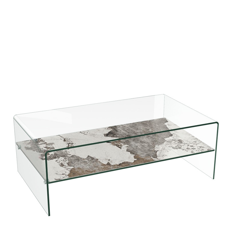 Table de salon en verre design ATENA, 7 finitions Akante