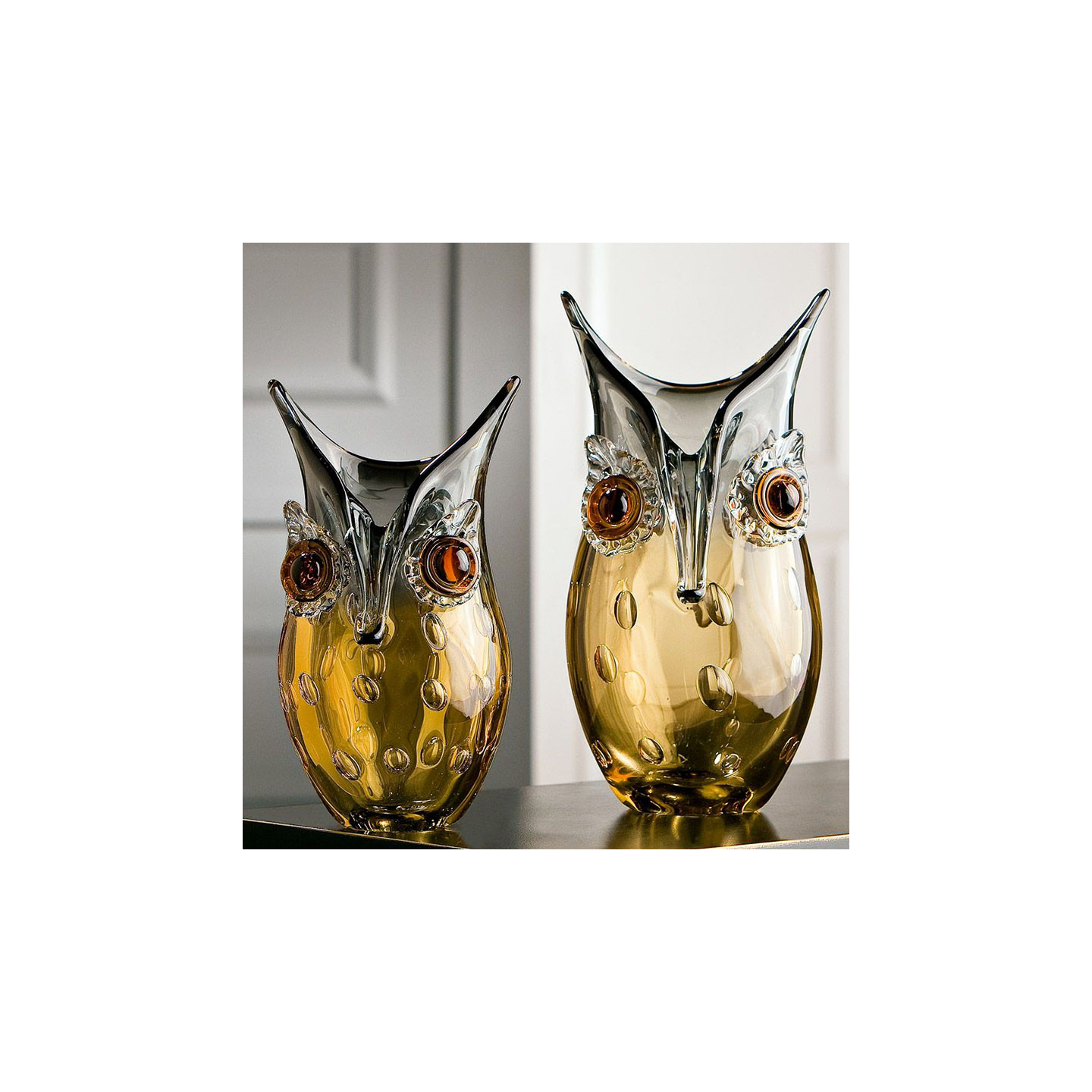 Vase HIBOU en verre soufflé, 2 tailles
