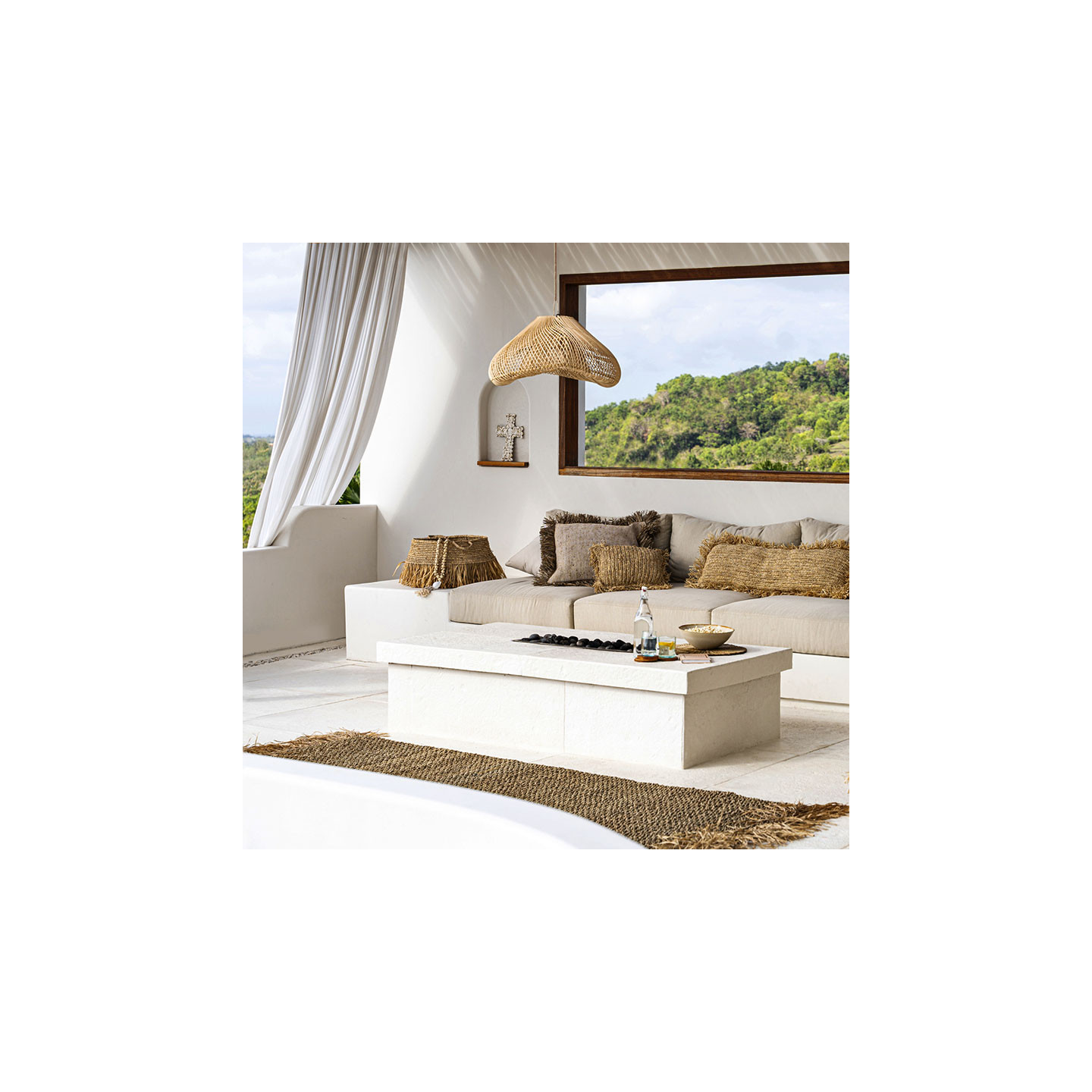 Suspension luminaire en osier NUAGE NATUREL M