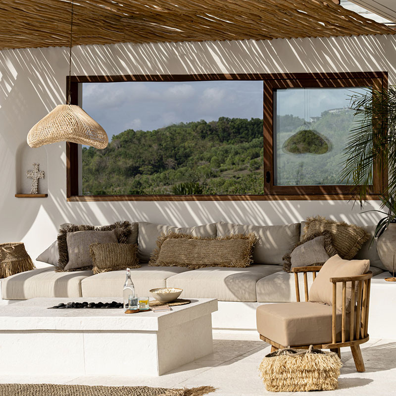Suspension luminaire en osier NUAGE NATUREL M