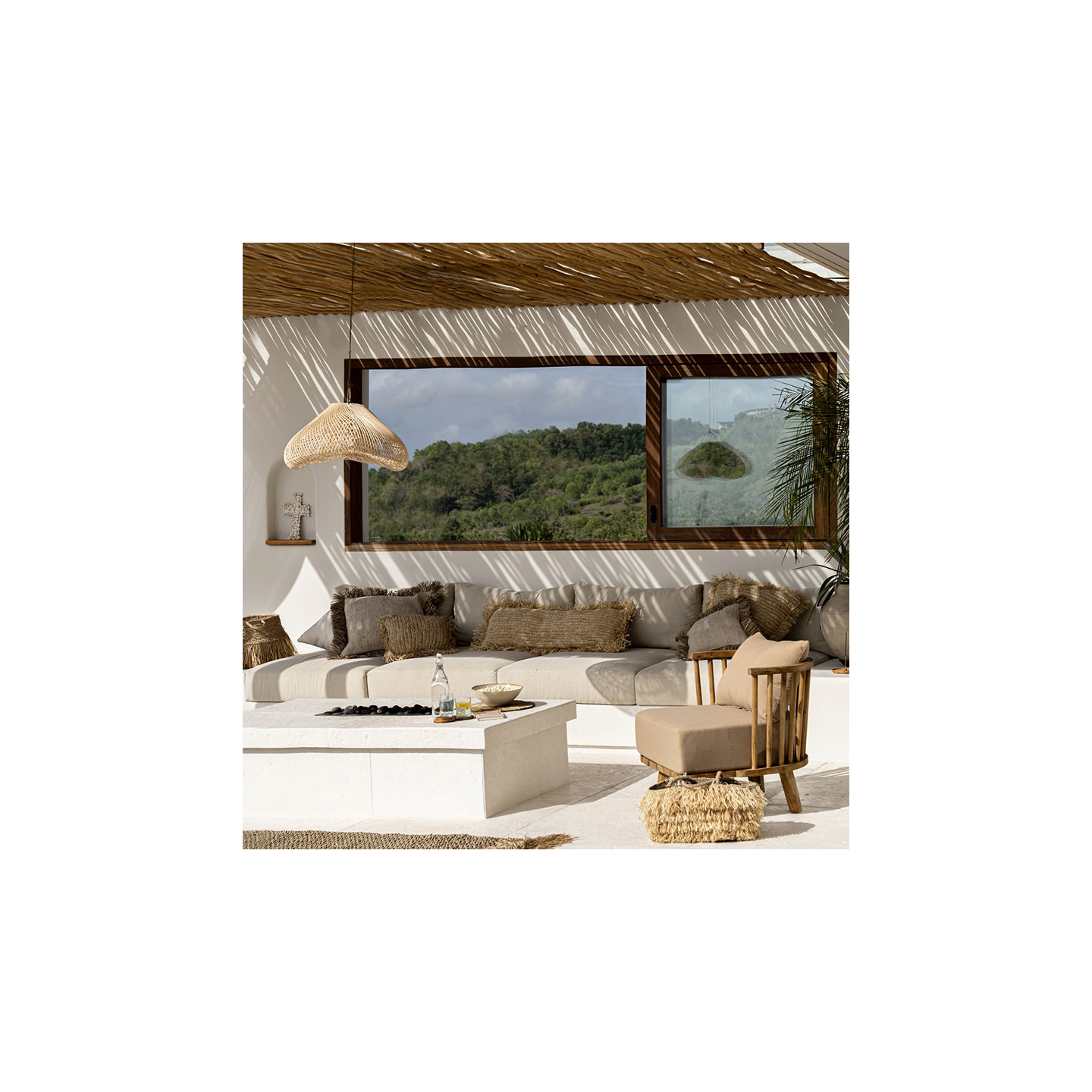 Suspension luminaire en osier NUAGE NATUREL M