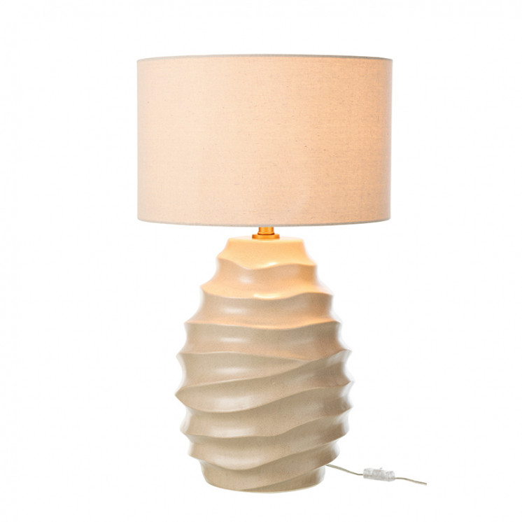 Lampe à poser en céramique VAGUE, beige ou blanche